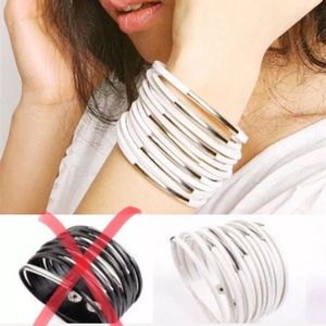 White unisex multilayer leather wrap cuff